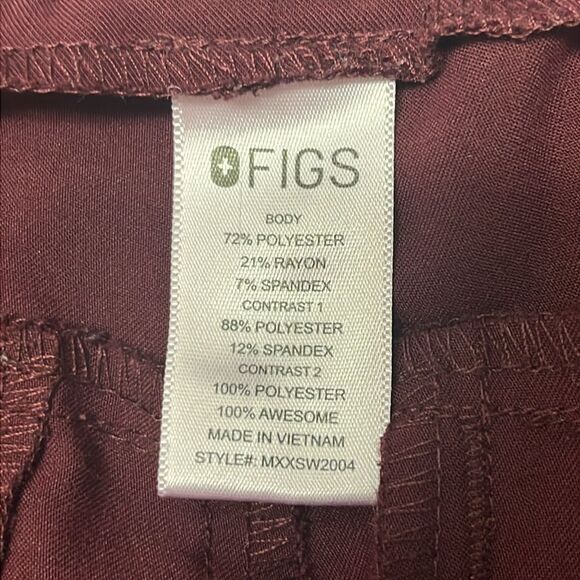 FIGS Burgundy Women’s Pull-On Pockets Elastic Waistband Drawstrings- Medium - Picture 11 of 13